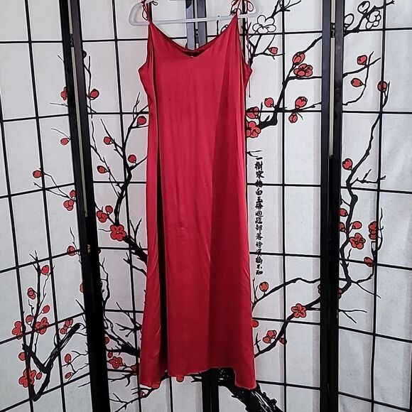 Reformation 100% Silk Red Spagetti Tie ShoulderMaxi Slip Dress - Picture 2 of 8